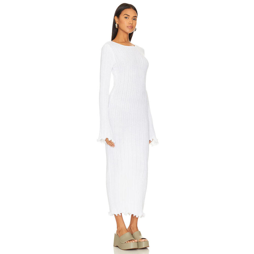 NWT SNDYS Baha Long Sleeve White Maxi Knit Dress Size M  Cover-up Revolve - Picture 4 of 10